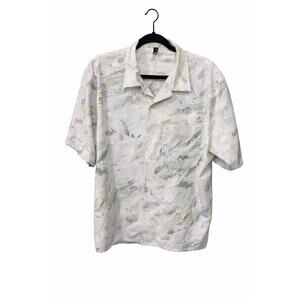 Lululemon‎ Large Mns Abstract Print Button Shirt Easy Resort Coastal Resort Camp